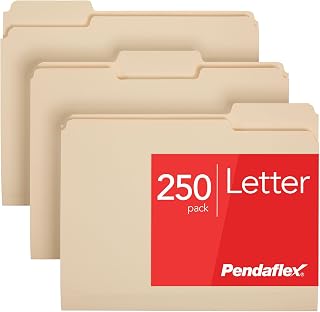 Pendaflex Dosya klasörü, mektup boyutu, 1/3 kesim, Manila, kutu başına 250 adet (752250)