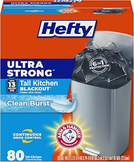 Hefty Ultra G l Karartma Mutfak p Torbalar - Temiz Patlama, 13 Galon, 80 Adet