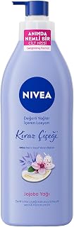 NIVEA Değerli Yağlar İçeren Vücut Losyonu Kiraz Çiçeği ve Jojoba Yağı, 400 ml,Tüm Ciltler,48 Saat Nemlendirici, Hızlı Emilir