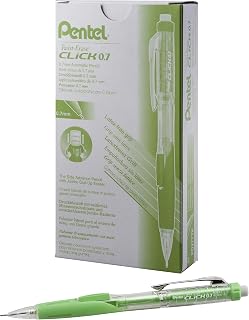 Pentel Twist-Erase CLICK Mekanik Kalem, (0,7 mm), Şeffaf Varil, Kireç Yeşili Kavrama, 12'li paket (PD277TK)