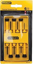 Stanley Tools 6 Parça Hassas Tornavida Seti, Siyah/Sarı