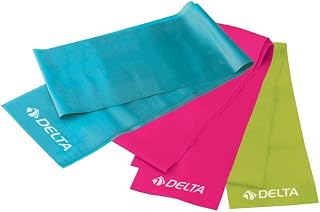 Delta Elite Deluxe Pilates Egzersiz Bandı, 3'lü, Mavi/Pembe/Yeşil