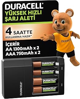 DURACELL CEF 14 Pil Şarj Cihazı + Şarj Edilebilir AA ve AAA Pil 2'şer adet