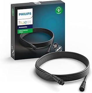 Philips Hue Düşük voltajlı uzatma kablosu, tüm Hue düşük voltajlı dış mekan lambaları için, 5 m, siyah