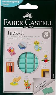 Faber-Castell Tack-it Yeşil, 50 gr, 90 Parça, Yeniden Kullanılabilir Hamur Yapıştırıcı, Sökülebilir ve İz Bırakmaz