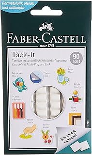 Faber-Castell Tack-it Beyaz, 50 gr, 90 Parça, Yeniden Kullanılabilir Hamur Yapıştırıcı, Sökülebilir ve İz Bırakmaz