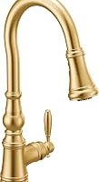 Moen Weymouth Fırçalanmış Altın Tek Saplı Geleneksel Aşağı Çekmeli Mutfak Bataryası Power Boost ile, S73004BG — %53 İndirim | Amazon TR Fırsatı