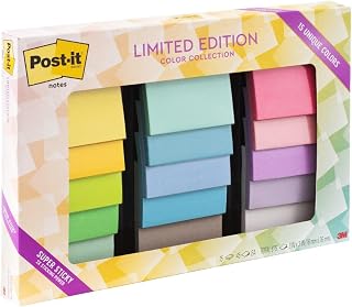 Post-it Notes S n rl retim S per Yap kan Renk Koleksiyonu, 7,62 cm x 7,62 cm, 15 Ped/Paket, 45 Sayfa/Ped (654-15Ssall)