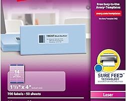 Avery Mat Şeffaf Adres Etiketleri, Sure Feed Teknolojisi, Lazer, 1-1/3″ x 4″, 700 Etiket, 5 Paket (5662) — %26 İndirim | Amazon TR Fırsatı