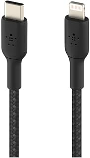 Belkin Örgülü USB-C - Lightning Kablosu (Hızlı Şarj Kablosu) Hızlı Şarj MFi Sertifikalı USB-C Kablosu (1m, Siyah)