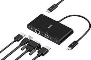 Belkin USB-C Multimedia Adaptörü (VGA, 4K HDMI, USB 3.0, Ethernet Bağlantı Noktalı USB-C Hub) MacBook Pro, iPad Pro, Surface Pro, Chromebook ve daha fazlası için 100 W Doğrudan İletimli Güç — %47 İndirim | Amazon TR Fırsatı