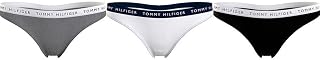 TOMMY HILFIGER Kadın Marka Logılu Elastik Bantlı Organik Pamuklu Günlük Kullanımlı Gri-Beyaz-Lacivert Külot UW0UW02829-0TF M