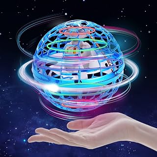 Uçan Küre Topu, Mini El Kumandalı Drones UFO Oyuncak, Uçan Fidget Küre Bumerang Spinner 360° Dönebilen LED Işıklı, Çocuklar ve Yetişkinler için Hediye