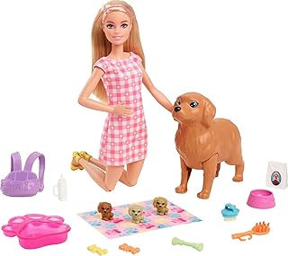 Barbie ve Hayvan Dostları Barbie ve Hayvan Dostları Oyun Seti, köpek, 3 yavru köpek ve aksesuarlar, 3-7 yaş HCK75