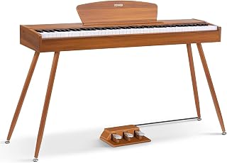 Donner DDP-80 E-Piyano 88 tuşlu ağırlıklı piyano, çekiç mekanizması II, ev dijital piyanoları ayaklı tam boy klavye, üç kat pedal, USB Midi ve kulaklık bağlantısı