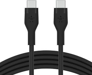 Belkin BoostCharge Flex Silikon USB Tip C - C Kablo (1M/3,3FT), USB-IF Sertifikalı Güç Dağıtımı PD Hızlı Şarj Kablosu- Siyah