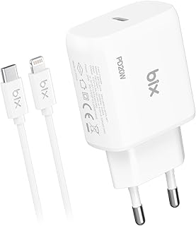Bix BXCL20TA 20W PD Süper Hızlı Type-C Şarj Cihazı, Type-C’den Lightning’e Kablosuyla iPhone 17 serisi, iPhone 16 serisi, iPhone 15 serisi 14/14 Pro/14 Pro Max, iPad 9 ve Fazlasıyla Uyumlu