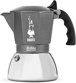 Bialetti - Brikka İndüksiyon: 4 Cups Ocak Üstü Bol Köpüklü Espresso Pişirici - 170ml - Alt Hazne: Dış Paslanmaz Çelik İç Alüminyum - Patentli Güvenlik Valfi - İndüksiyon Ocak Türleri İçin Uygundur