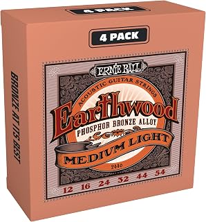 Ernie Ball Earthwood Orta Hafif Fosfor Bronz Akustik Gitar Telleri Amazon Exclusive 4'lü Paket - 12-54 Kalınlık