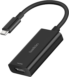 Belkin USB-C - HDMI 2.1 adaptörü, 11 cm kablo, 60 Hz'de 8K, 120 Hz'de 4K, HDR, HBR3, DSC, HDCP 2.2,