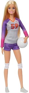 Barbie Sporcu Bebekler, üniforması ve topuyla Barbie Voleybolcu Bebek ile aksesuarları, HKT72