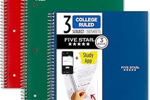 Five Star Spiral Defter + Çalışma Uygulaması, 3’lü Paket, 3’lü Konu, Kolej Çizgili Kağıt, Mücadele Mürekkep Kanaması, Suya Dayanıklı Kapak, 8-1/2 “x 11”, 150 Yaprak, Yeşil, Kırmızı, Mavi (820193) — %35 İndirim | Amazon TR Fırsatı