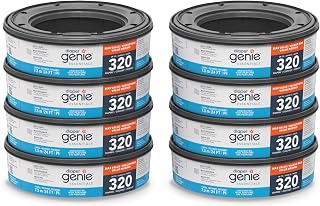 Diaper Genie Essentials Yuvarlak Yedek 8'li Paket | 2560'a Kadar Yenidoğan Bezi Tutar | Kokusuz Sürekli Film İçerir | Bebek Bezi Genie Komple ve İfade Kovaları ile Uyumlu