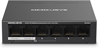 Mercusys MS106LP, 6-Port 10/100Mbps Desktop Switch with 4-Port PoE+