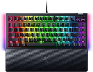 Razer BlackWidow V4 75% - Çalışırken değiştirilebilir Mekanik Oyun Klavyesi (Kompakt yüzde, Underglow, Çok Fonksiyonlu Silindir ve Medya Tuşları, Manyetik Bilek Desteği) US-Düzeni | Siyah