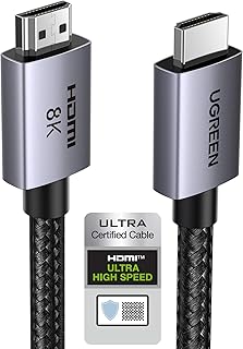 UGREEN HDMI 2.1 Kablo 8K 60Hz 4K 240Hz 165Hz 144Hz 120Hz 48Gbit/s Yüksek Hızlı, HDMI Kablo 2.1 Ultra HD eARC HDR 10+ HDCP 2.3 Dolby Vision VRR TV/PS5/PS4/ Xbox Series X/Monitör ile uyumlu (2M)