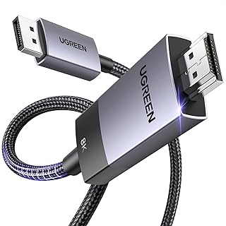 UGREEN 8K 60Hz Displayport 1.4 to HDMI 2.1 Örgülü Kablo, 1m, 80395