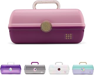 Caboodles On-The-Go Kız Makyaj Kutusu, Menekşe Üzerinde İki Renkli Pembe, Sert Plastik Makyaj Düzenleyici Kutusu, Dahili Ayna, Güvenli Seyahat için Güvenli Mandal, Büyük Eşyalar için Geniş Saklama
