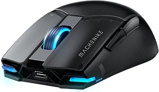 Machenike Şarj Edilebilir Kablosuz Oyun Faresi, 26.000 DPI, PAW3395 Sensör, Ultra Hafif, 6 Programlanabilir Düğme, RGB Aydınlatma, Uzun Pil Ömrü, PC/Mac için Kablosuz Oyun Faresi