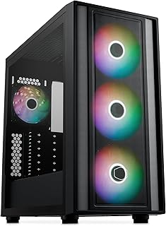 COOLER MASTER Bilgisayar Kasası MASTERBOX 600 TG Mesh 3X140MM ARGB MidT ATX Siyah, MB600-KGNN-S00