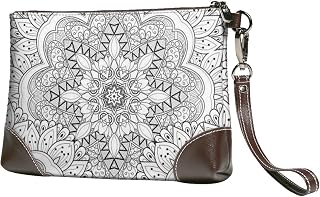Kadın deri debriyaj çantalar bileklik çanta çiçek Mandala şerit debriyaj çanta cep telefonu çanta moda akşam çantası, Moda, One Size