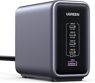 UGREEN Nexode 300W GaN 5 Portlu Hızlı Şarj Cihazı İstasyonu, 4xUSB-C, 1xUSB-A, Gri, 90903B