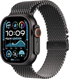 Apple Watch Ultra 2 GPS + Cellular 49 mm Akıllı Saat, Sağlam Titanyum Kasa Spor Saati ve Siyah Milano Loop - Küçük Boy. Fitness Takibi, Hassas GPS, Eylem Düğmesi, Ekstra Uzun Pil Ömrü, Karbon Nötr