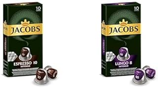 Jacobs Espresso 10 Intenso ve Lungo 8 Intenso - Yüksek Yoğunluk, Güçlü, Keskin ve Yoğun Kapsüller - 10'ar Adet
