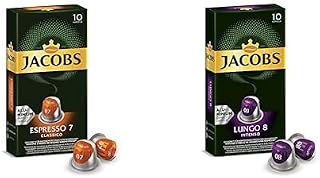 Jacobs Espresso 7 Classico ve Lungo 8 Intenso Kapsülleri - Orta ve Yüksek Yoğunluk, Dengeli, Meyvemsi, Keskin ve Yoğun, 10'ar Adet