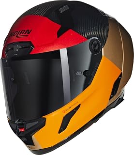 Nolan X-804 Rs Blocco 349 Karbon Kapalı Motosiklet Kaskı Turuncu Kırmızı Siyah L