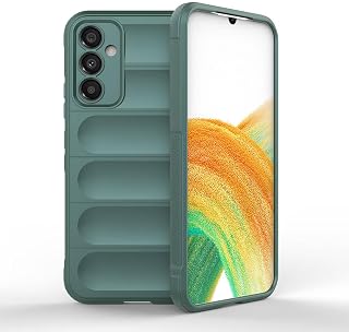 Zore Galaxy ile uyumlu A34 Kılıf Esnek TPU Oyuklu Arka Yüzey Tasarımlı Zore Etnik Silikon Kapak Koyu Yeşil