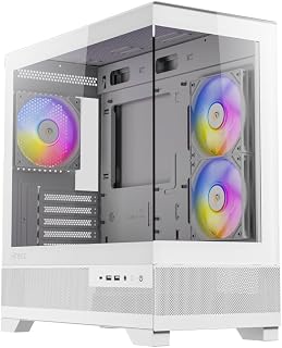 Antec Mini CX500M ARGB Beyaz Micro-ATX Mini-ITX Bilgisayar Kasası, Temperli Cam, ARGB Fanlı