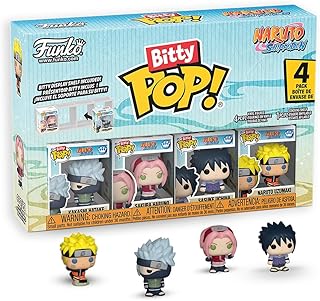 Funko Pop! Bitty: Naruto Shippuden - Kakashi, Sakura, Sasuke ve Chase Mini Figürü - 0,9 inç (2,2 cm) - Anime Koleksiyonluk - Hediye Fikri - İstiflenebilir Teşhir Rafı Dahil