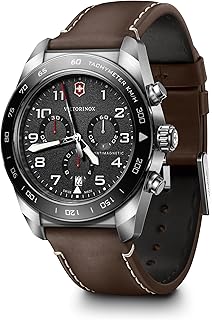 Victorinox İsviçre Ordusu Kronograf Siyah Kadran Kahverengi Deri Kayışlı Saat 42mm - 242046