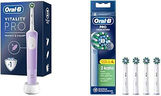 Oral-B Şarjlı/Elektrikli Diş Fırçası Vitality Pro Lila Koruma ve Temizlik + Oral-B Cross Action X-Filament Şarjlı Diş Fırçası Yedek Başlığı 4 Adet