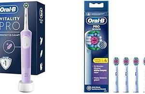 Oral-B Şarjlı/Elektrikli Diş Fırçası Vitality Pro Lila Koruma ve Temizlik + Oral-B 3D White X-Filament Şarjlı Diş Fırçası Yedek Başlığı 4 Adet — %26 İndirim | Amazon TR Fırsatı