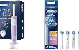 Oral-B Şarjlı/Elektrikli Diş Fırçası Vitality Pro Lila Koruma ve Temizlik + Oral-B Sensitive X-Filament Şarjlı Diş Fırçası Yedek Başlığı 4 Adet — %26 İndirim | Amazon TR Fırsatı