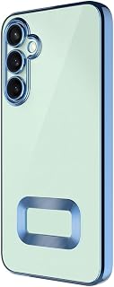 Zore Galaxy ile uyumlu S24 FE Kılıf Kamera Korumalı Logo Gösteren Zore Omega Kapak Sierra Mavi