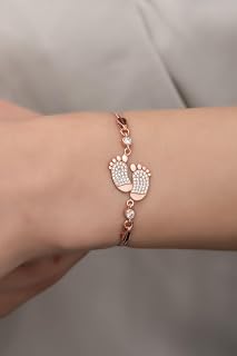 NEREZE 925 Ayar Gümüş Rose Zirkon Taşlı Ayakizi Bileklik