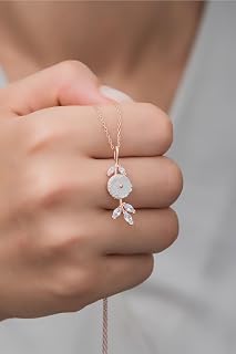 NEREZE 925 Ayar Gümüş Mekik Taşlı Manolya Çiçeği Kolye